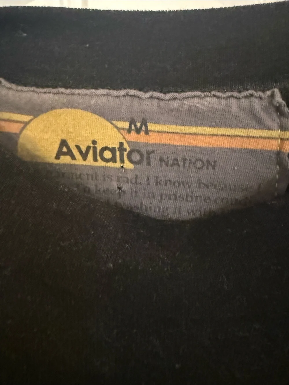Aviator Nation Black Crewneck Sweatshirt with Red Heart Patch